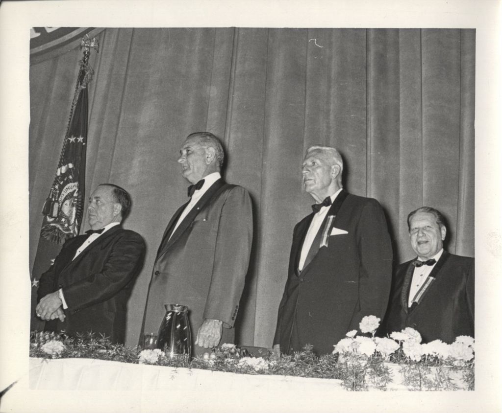 Miniature of Richard J. Daley, Lyndon B. Johnson and Paul Douglas at a Democratic Party banquet