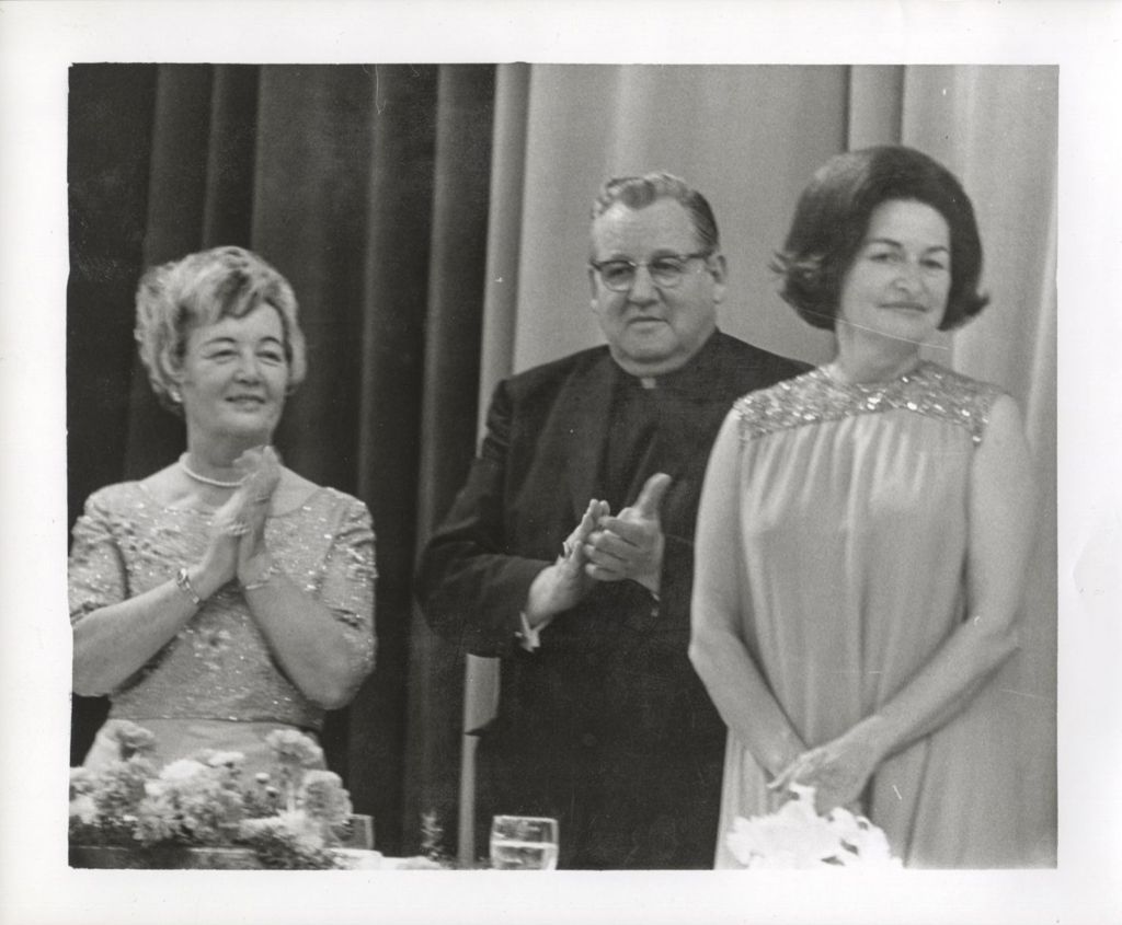 Miniature of Eleanor Daley, Cardinal Cody and Lady Bird Johnson at a Democratic Party banquet