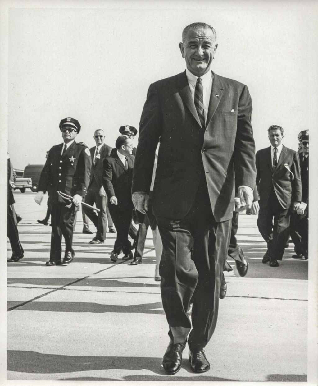 Miniature of Lyndon B. Johnson at the airport in Chicago