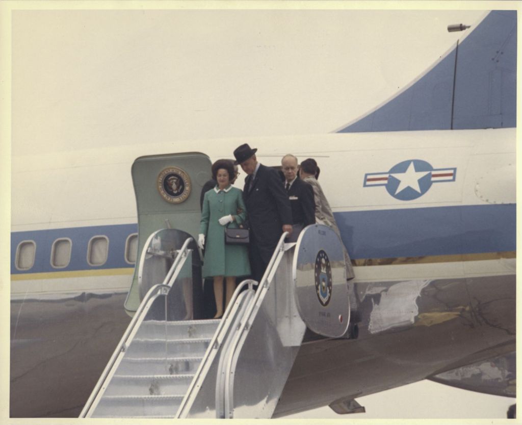 Lyndon B. and Lady Bird Johnson arrive in Chicago
