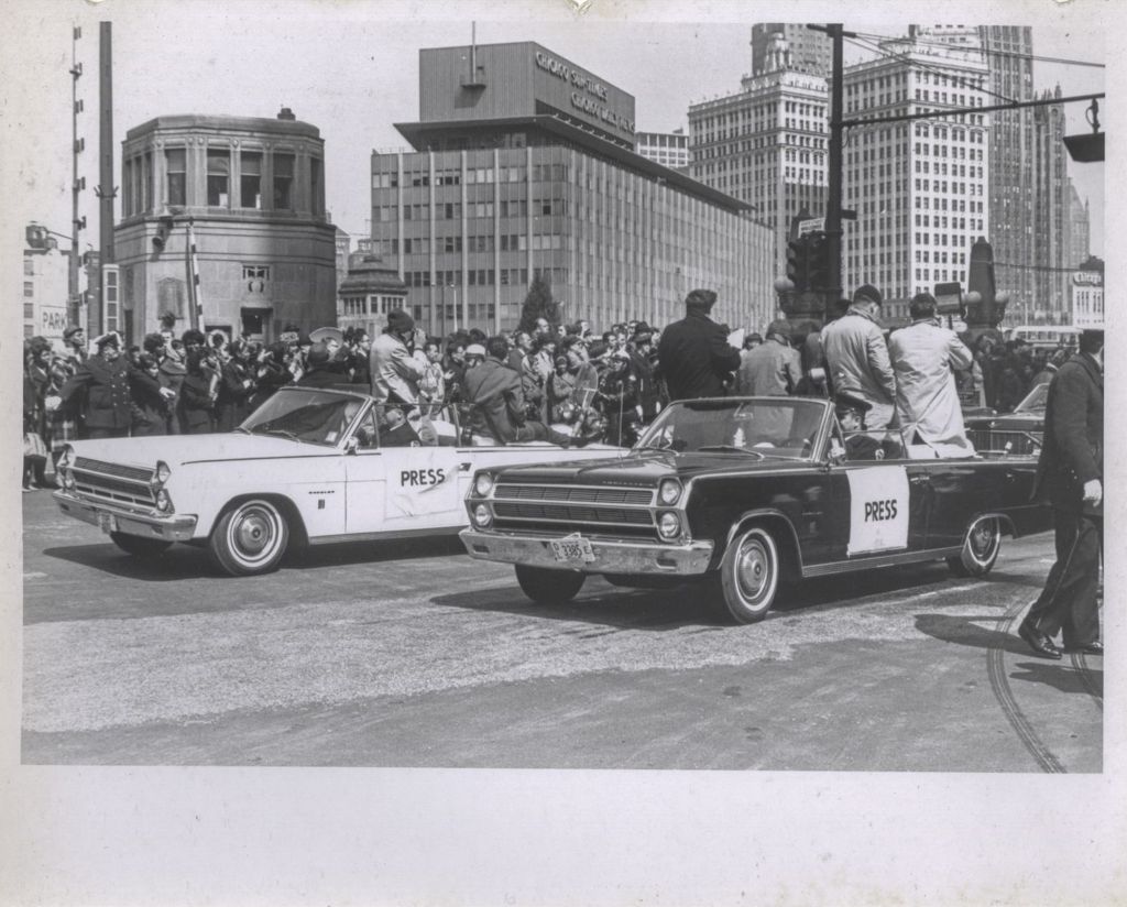 Miniature of Press cars in the astronauts' parade