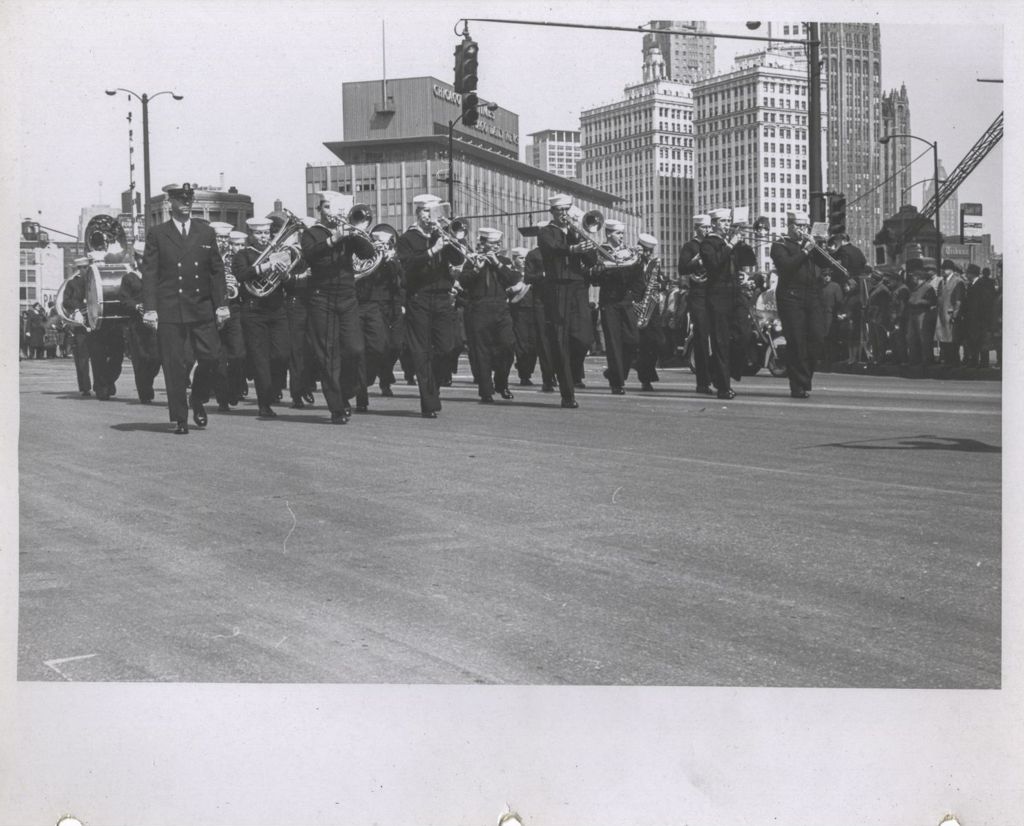 Miniature of Navy band parading to honor Gemini astronauts