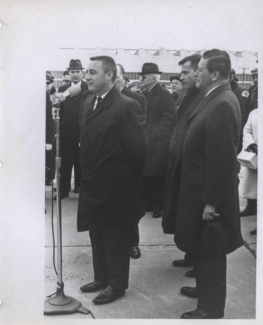 Gus Grissom speaking at the airport