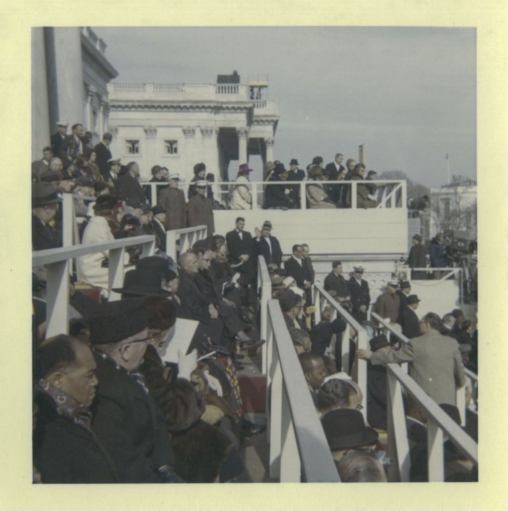 Guests on the terraces at Lyndon B. Johnson's presidential inauguration