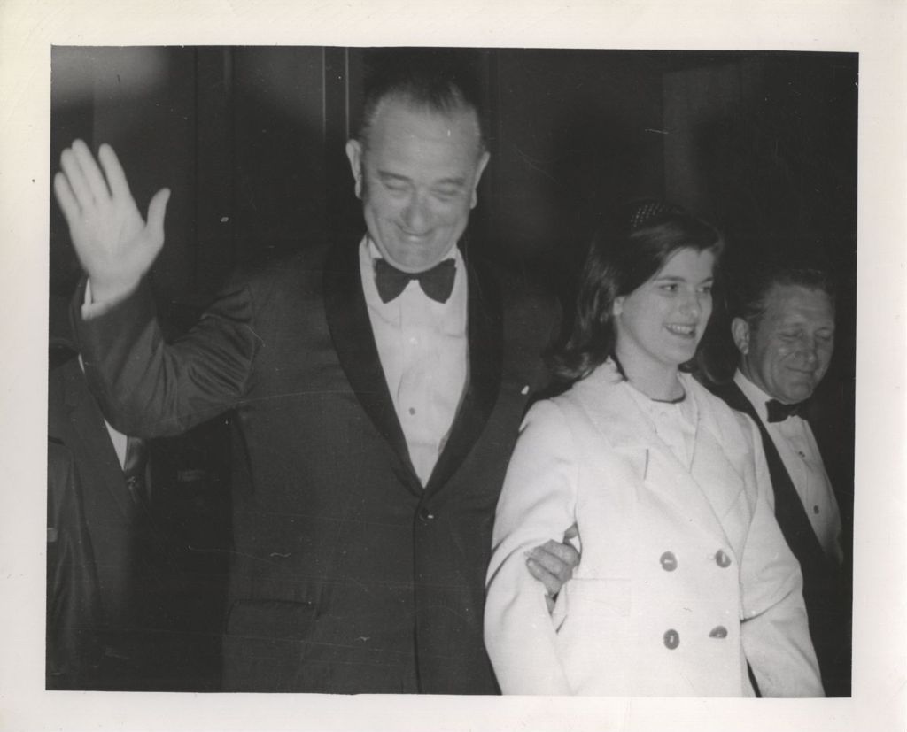 Miniature of Lyndon B. Johnson and daughter Luci in Chicago