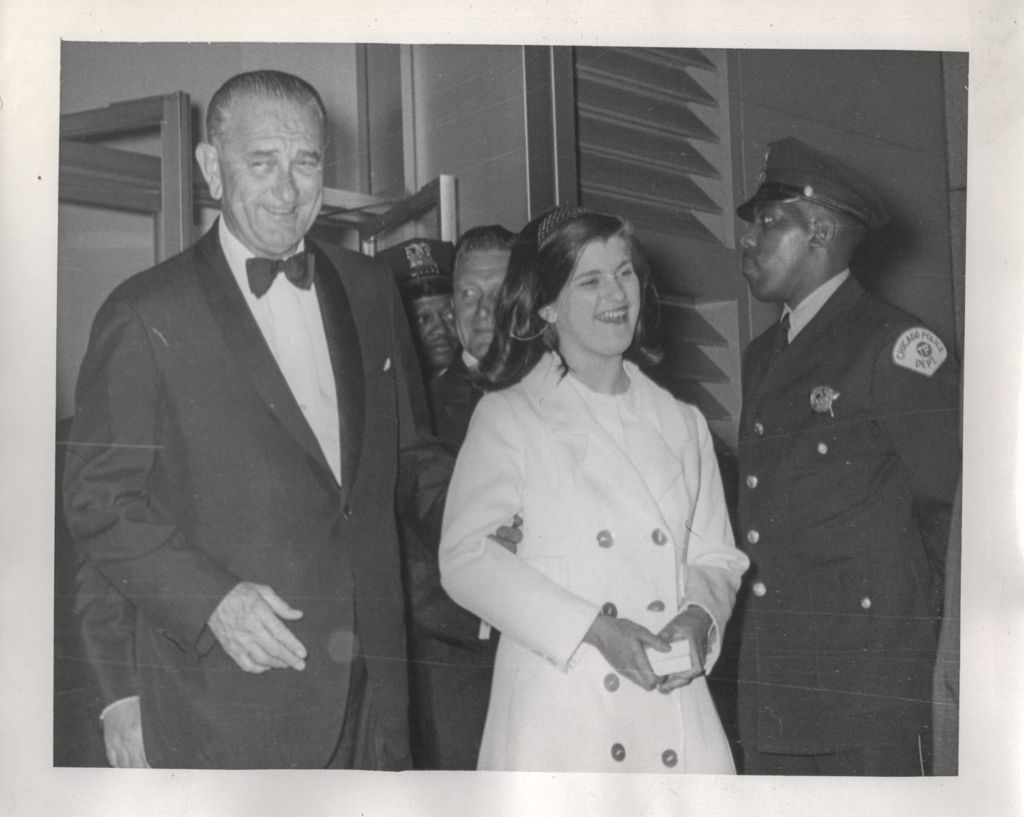 Lyndon B. Johnson and daughter Luci in Chicago