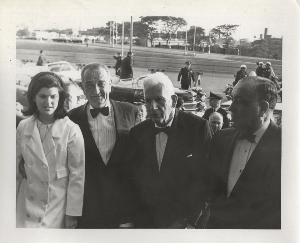 Luci and Lyndon Johnson with Paul Douglas and Richard J. Daley