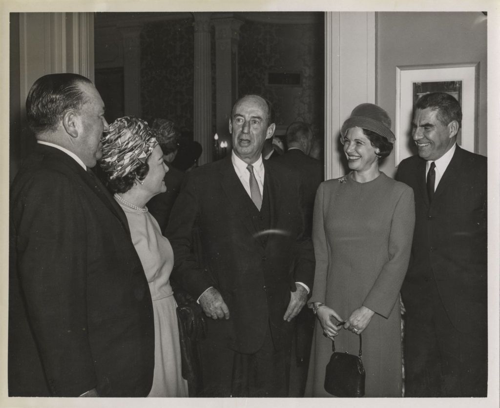 Miniature of Adlai Stevenson with Richard J. and Eleanor Daley and others