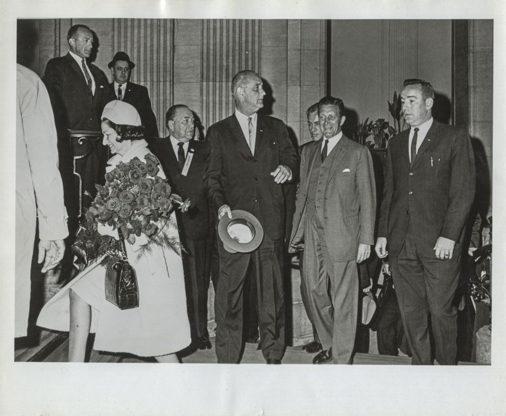 Lady Bird Johnson, Richard J. Daley, Lyndon B. Johnson, Otto Kerner and others at a reception
