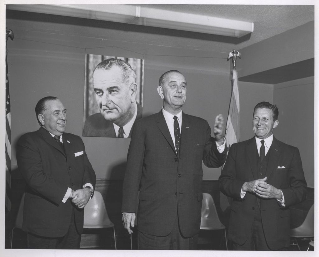 Miniature of Richard J. Daley, Lyndon B. Johnson, and Otto Kerner