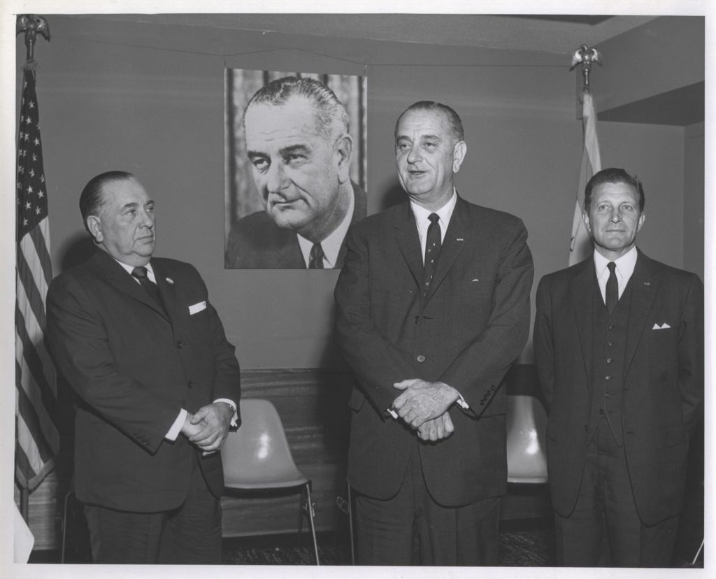 Miniature of Richard J. Daley, Lyndon B. Johnson, and Otto Kerner
