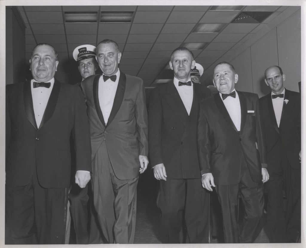Miniature of Lyndon B. Johnson with prominent Illinois politicians