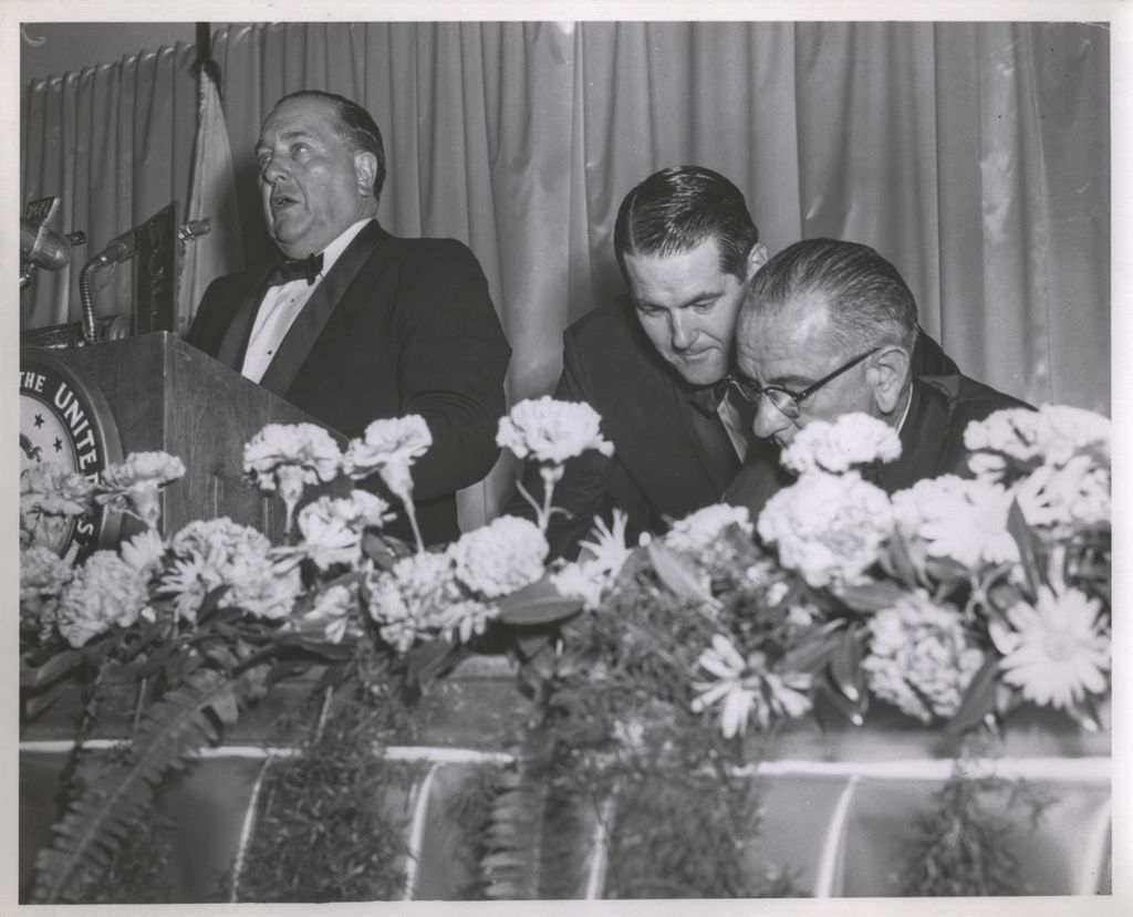 Miniature of Richard J. Daley, Francis Lorenz and Lyndon B. Johnson