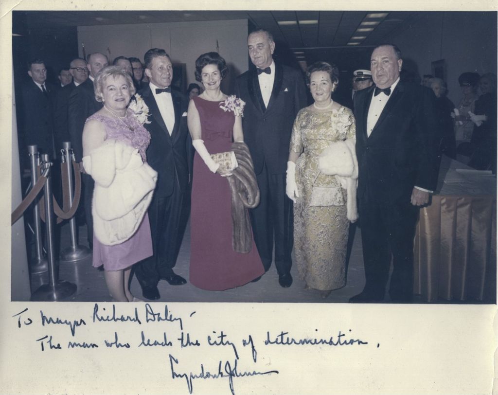 Lyndon and Lady Bird Johnson with Richard and Eleanor Daley and others