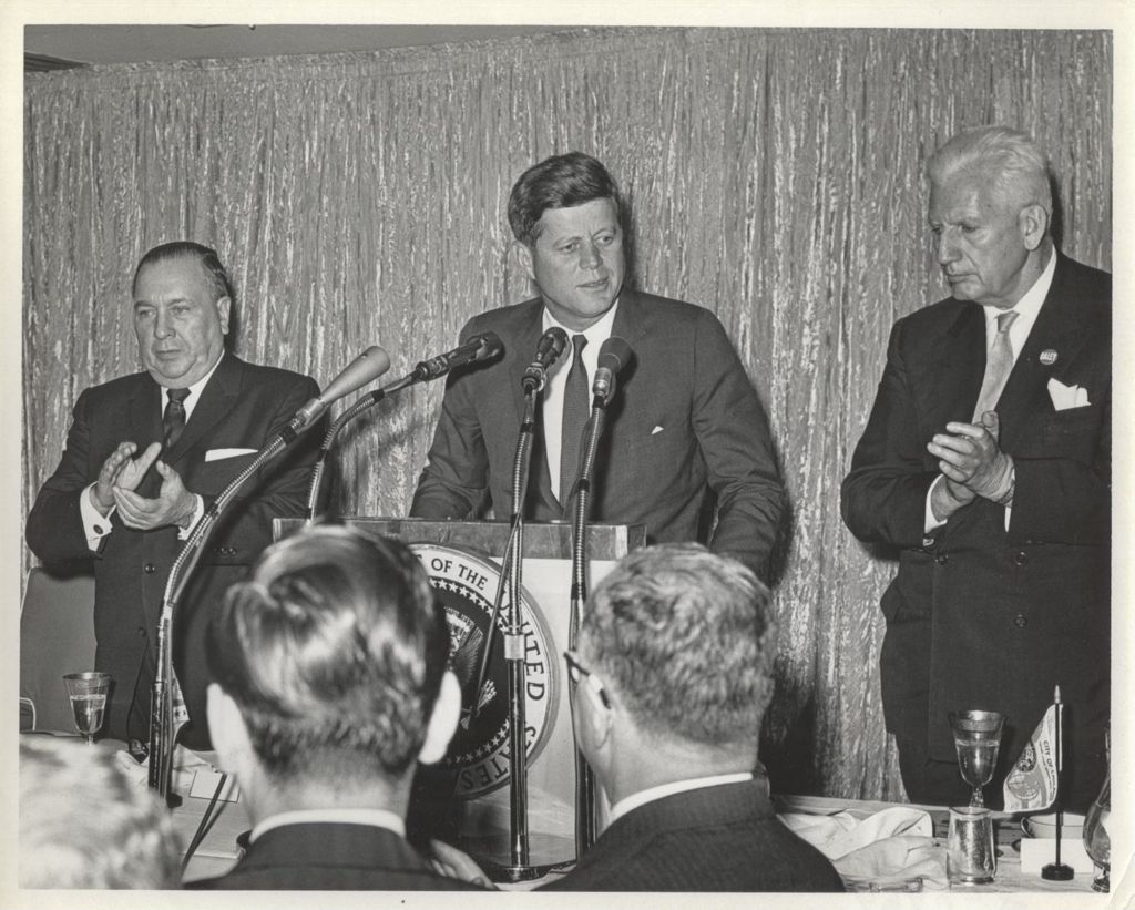 Miniature of John F. Kennedy speaking at at a Democratic dinner