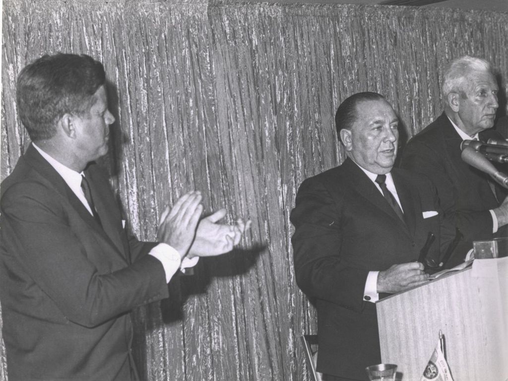 Miniature of Richard J. Daley and John F. Kennedy at a Democratic dinner