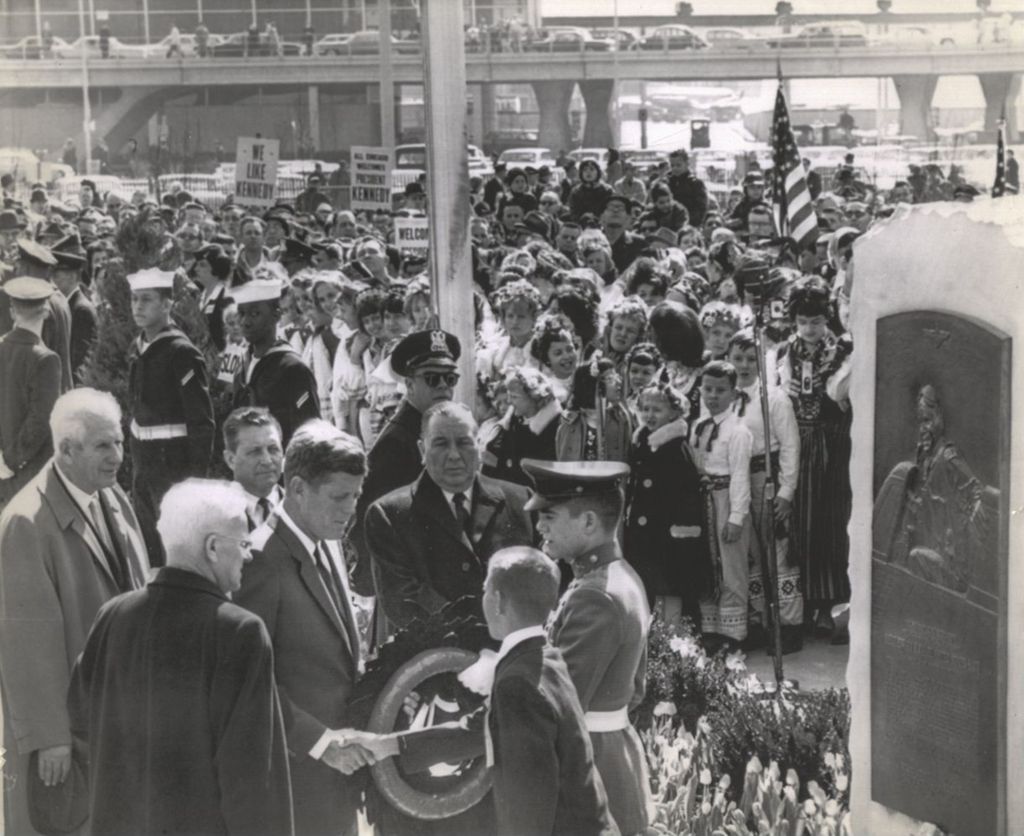 John F. Kennedy at the O'Hare Airport expansion dedication