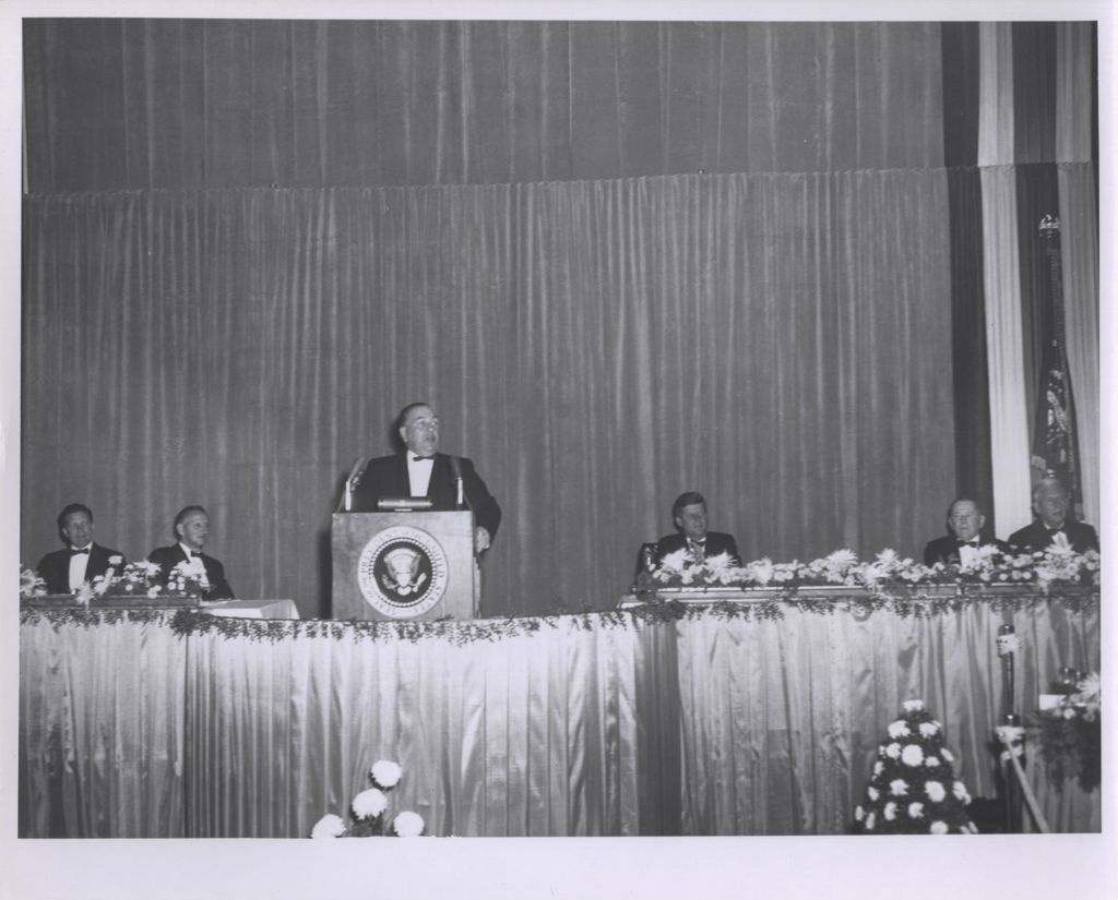 Miniature of Richard J. Daley speaking at a 1962 Democratic Party dinner in Chicago
