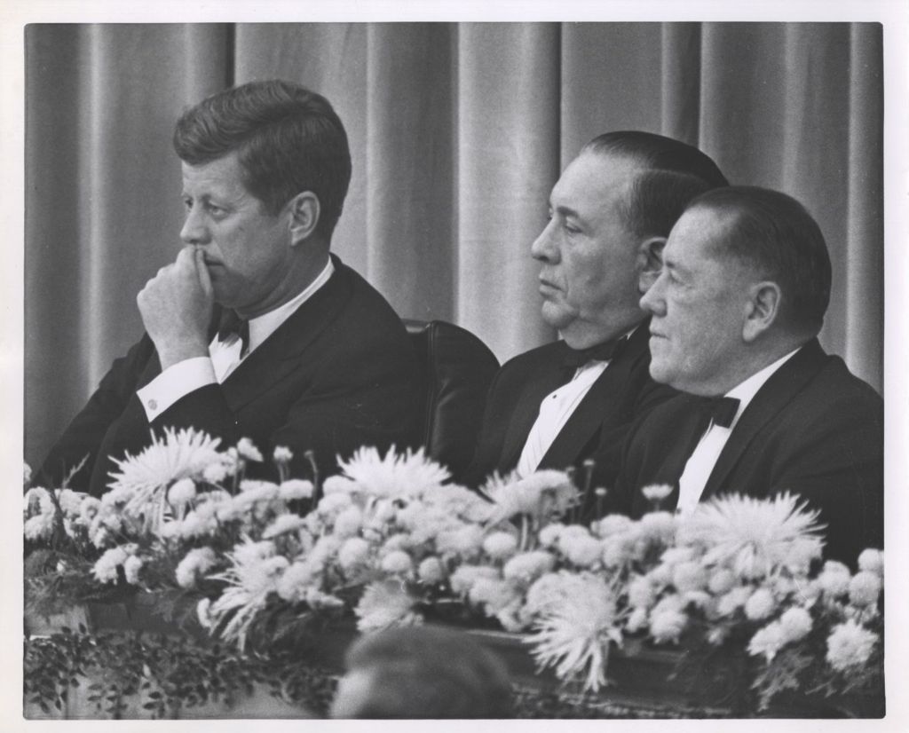 Miniature of John F. Kennedy with Richard J. Daley and P.J. Cullerton at at a Cook County Democratic Party dinner