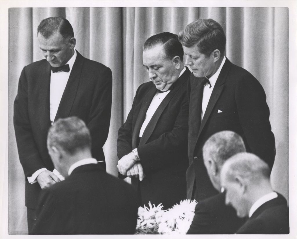 John F. Kennedy with Richard J. Daley and others at a Cook County Democratic Party dinner