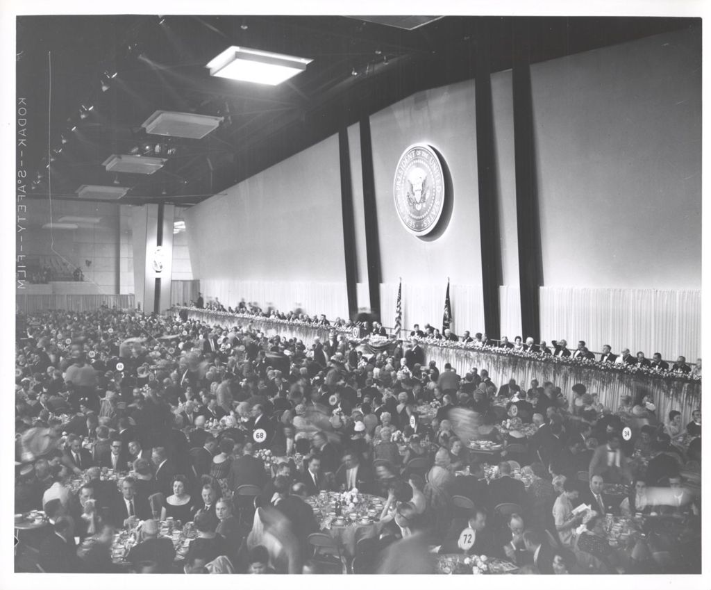 Banquet hall at Kennedy Democratic fundraising dinner