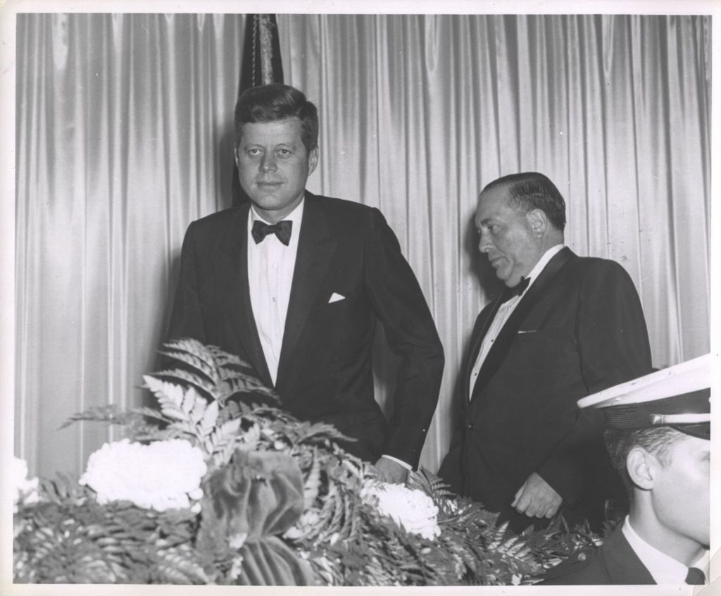 Miniature of John F. Kennedy and Richard J. Daley at Democratic fundraising dinner