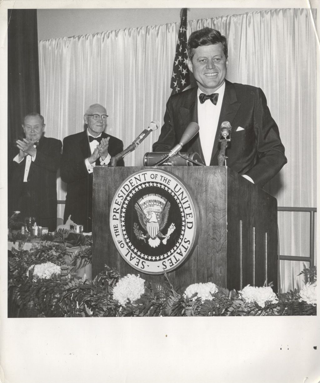 President John F. Kennedy speaks at Democratic fundraising dinner