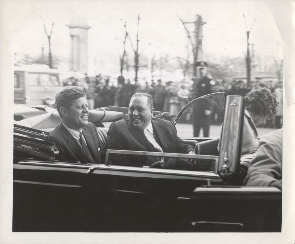 John F. Kennedy and Richard J. Daley in a motorcade