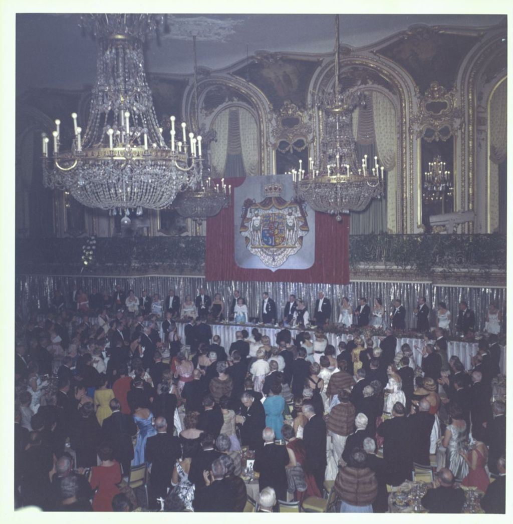 Miniature of State dinner at the Conrad Hilton Hotel for King Frederik IX and Queen Ingrid of Denmark
