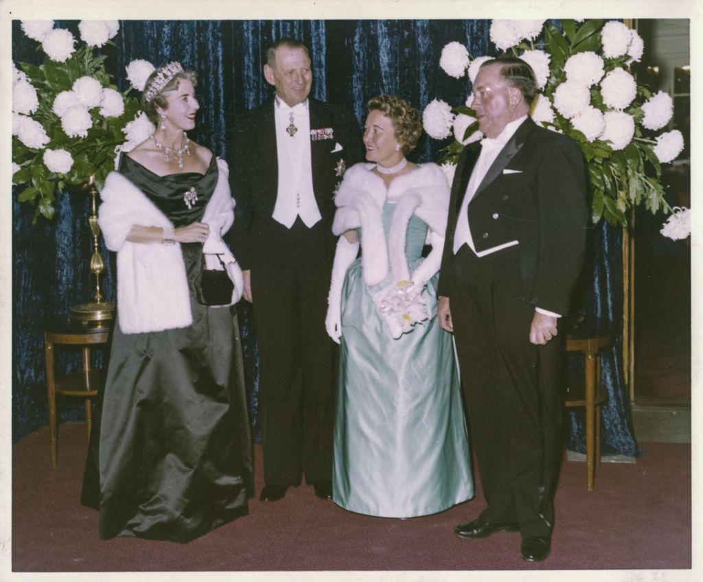 Miniature of Queen Ingrid and King Frederik IX of Denmark with Eleanor and Richard J. Daley