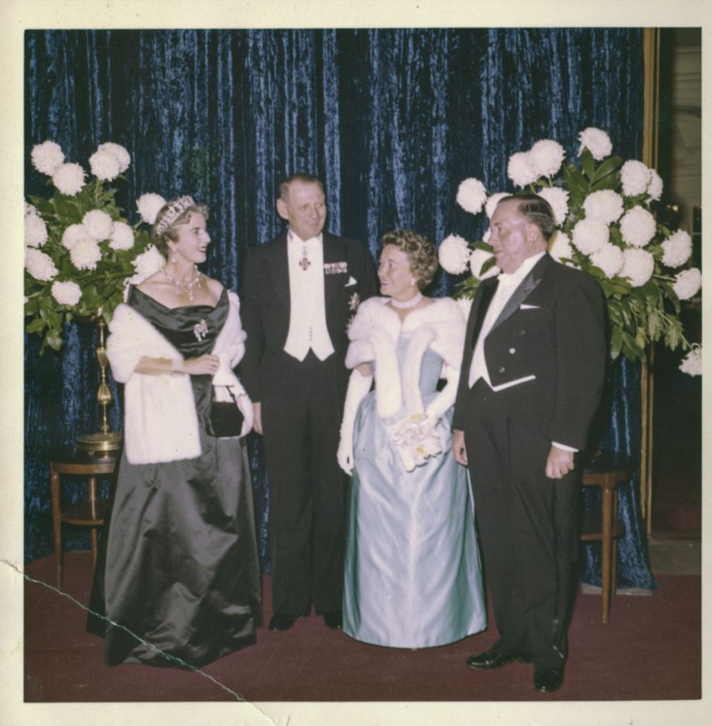 Portrait of Queen Ingrid and King Frederik IX of Denmark with Eleanor and Richard J. Daley