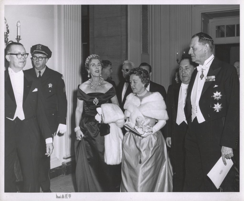 Miniature of Queen Ingrid, Eleanor Daley, Mayor Richard J. Daley, and King Frederik IX of Denmark