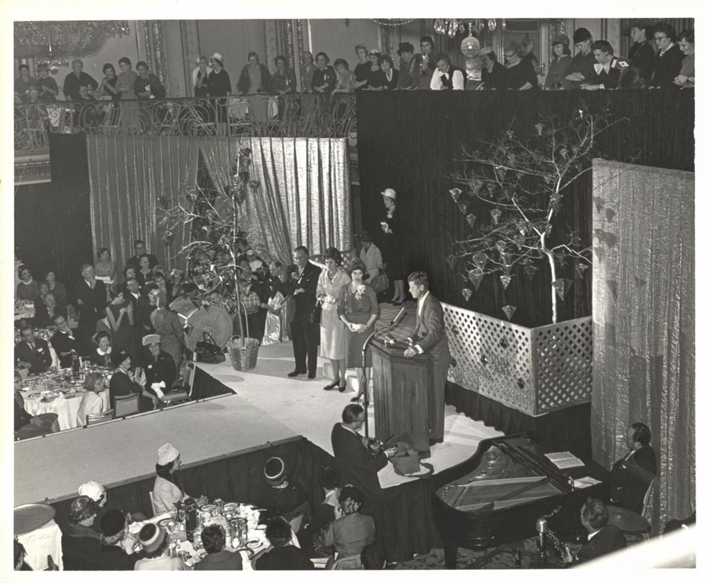 Miniature of Senator John F. Kennedy addressing Cook County Democratic Women's Club Luncheon