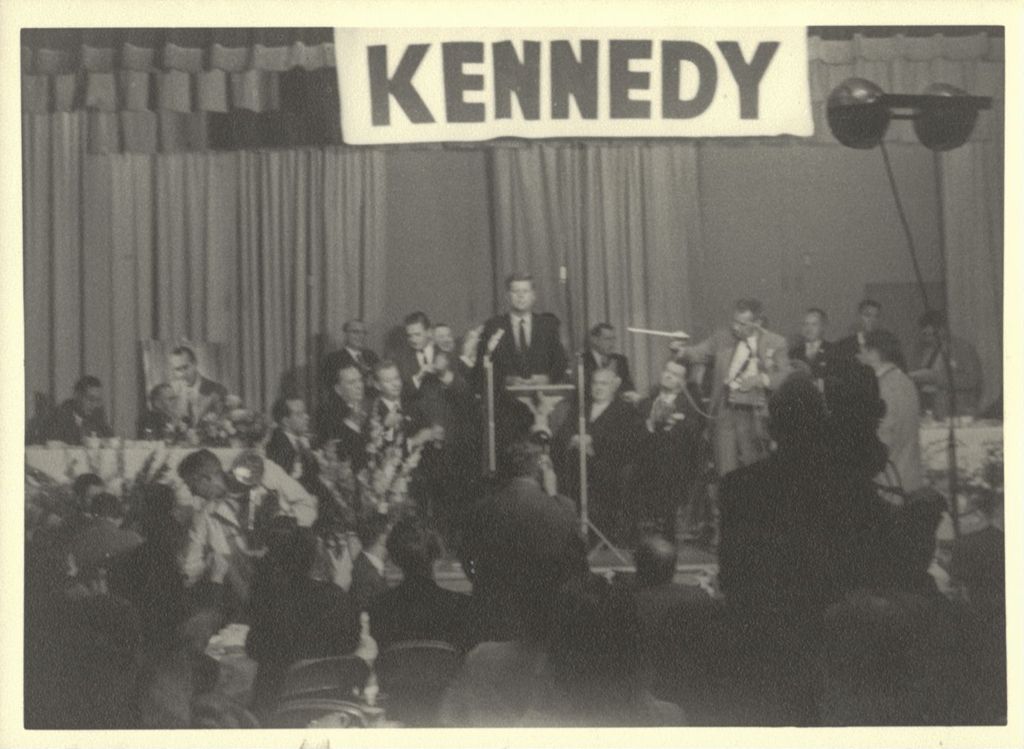 John F. Kennedy speaking to Illinois Caucus at Democratic Convention