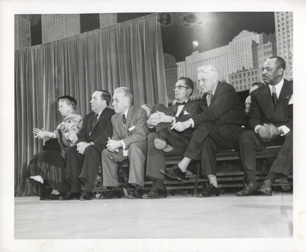 Richard J. Daley sitting next to Eleanor Roosevelt
