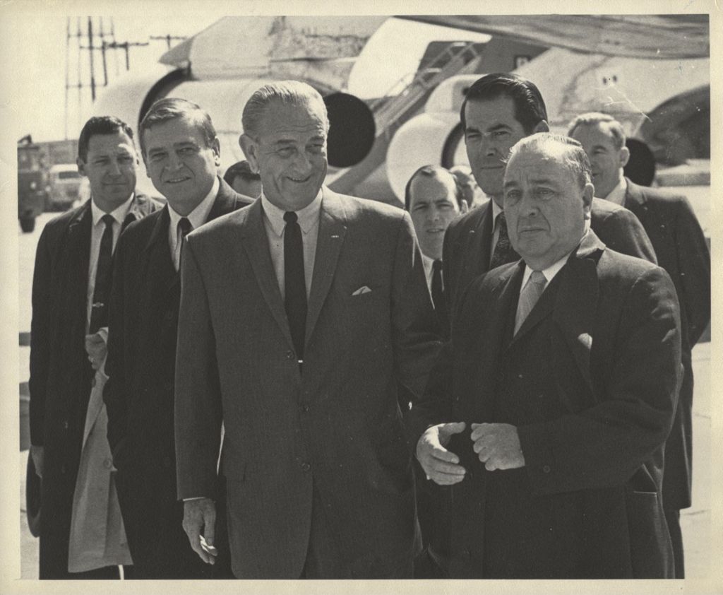 Lyndon B. Johnson and Richard J. Daley at the airport
