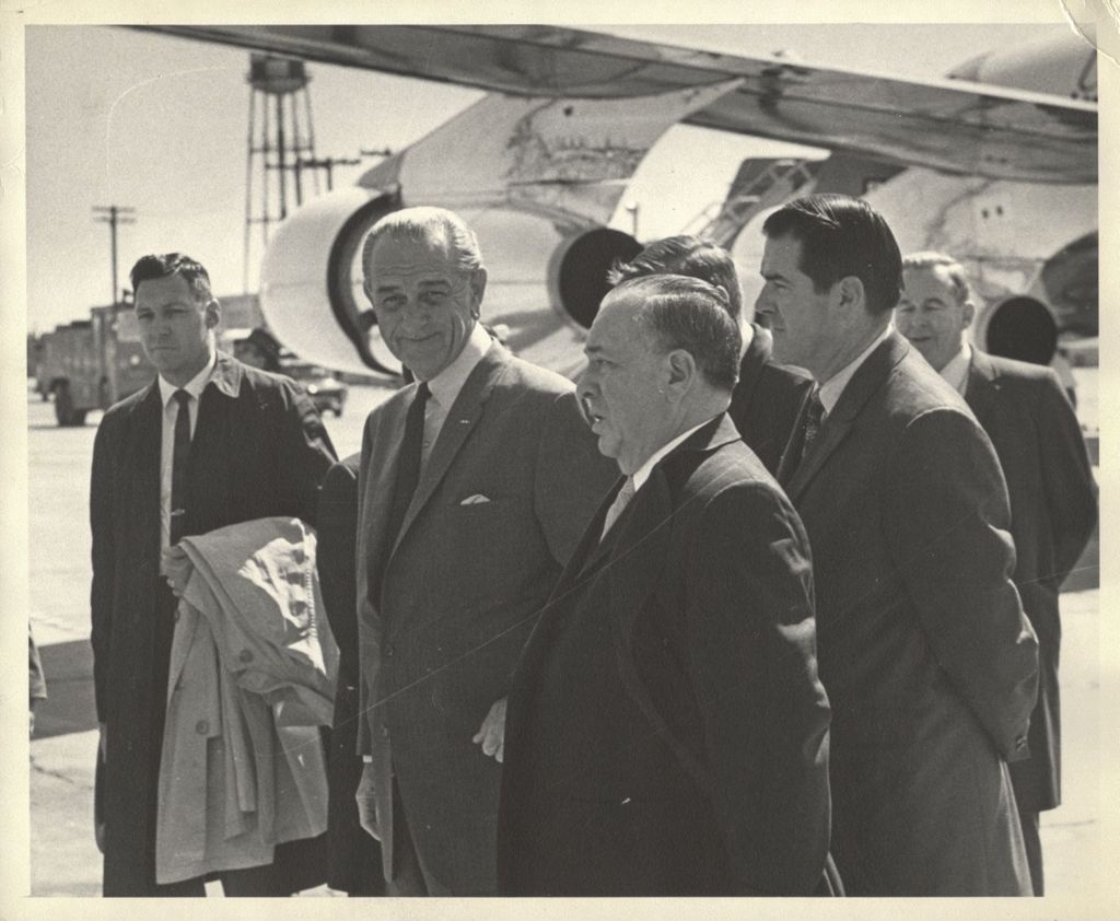 Miniature of Lyndon B. Johnson and Richard J. Daley at the airport