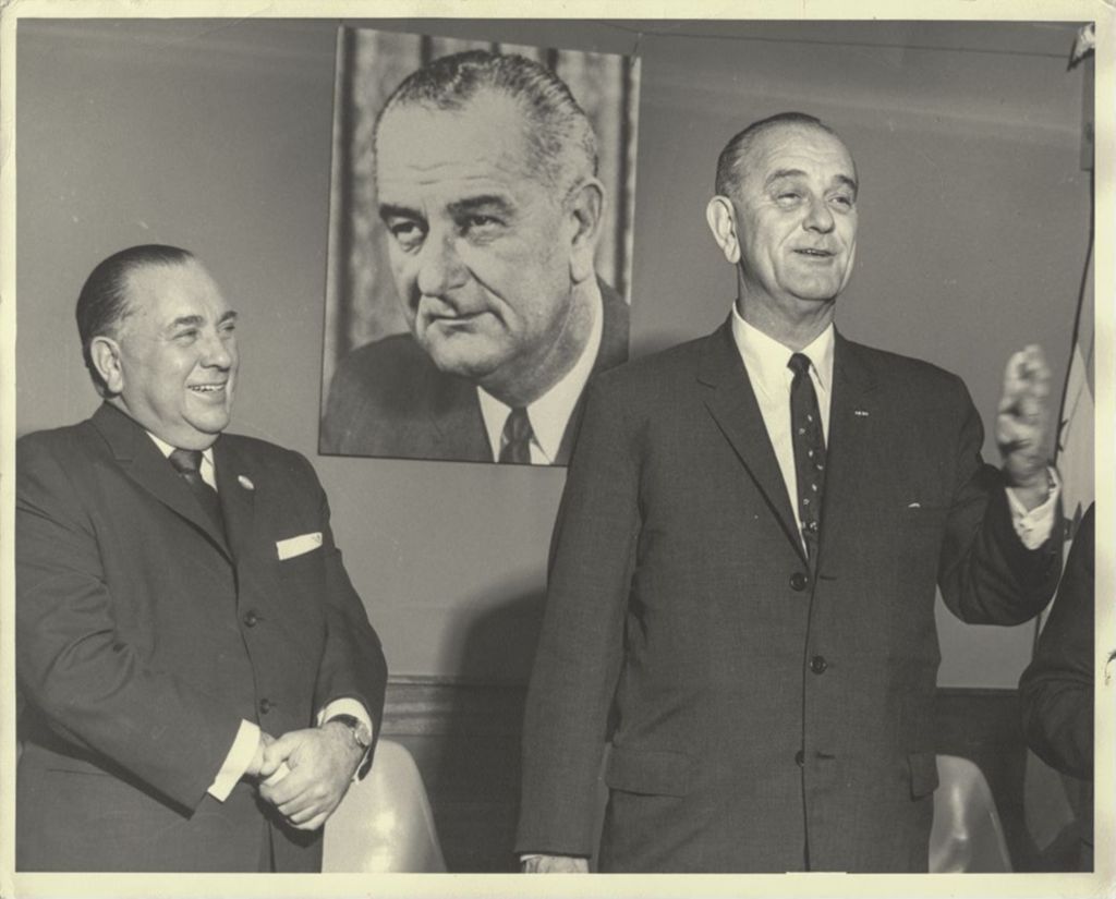 Miniature of Richard J. Daley and Lyndon Johnson
