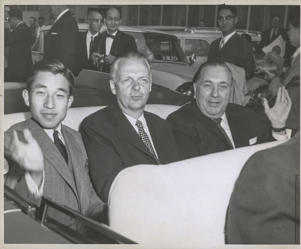 Crown Prince of Japan with William Stratton and Richard J. Daley