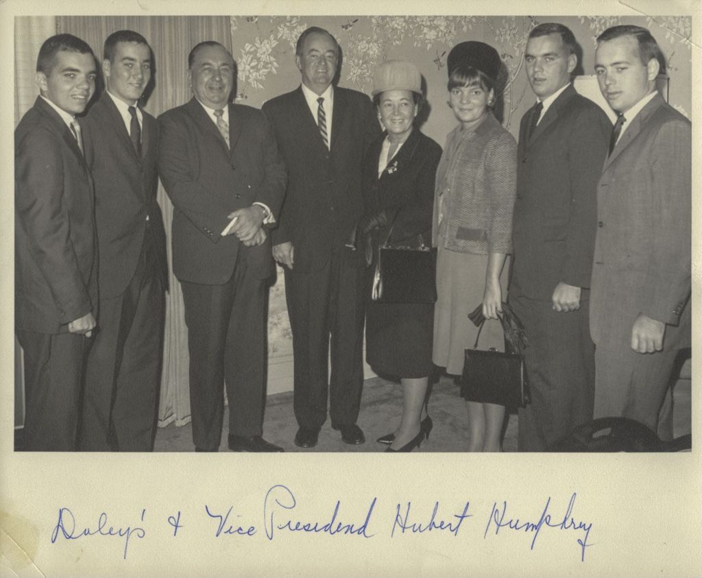 Miniature of Members of the Daley family with Hubert Humphrey