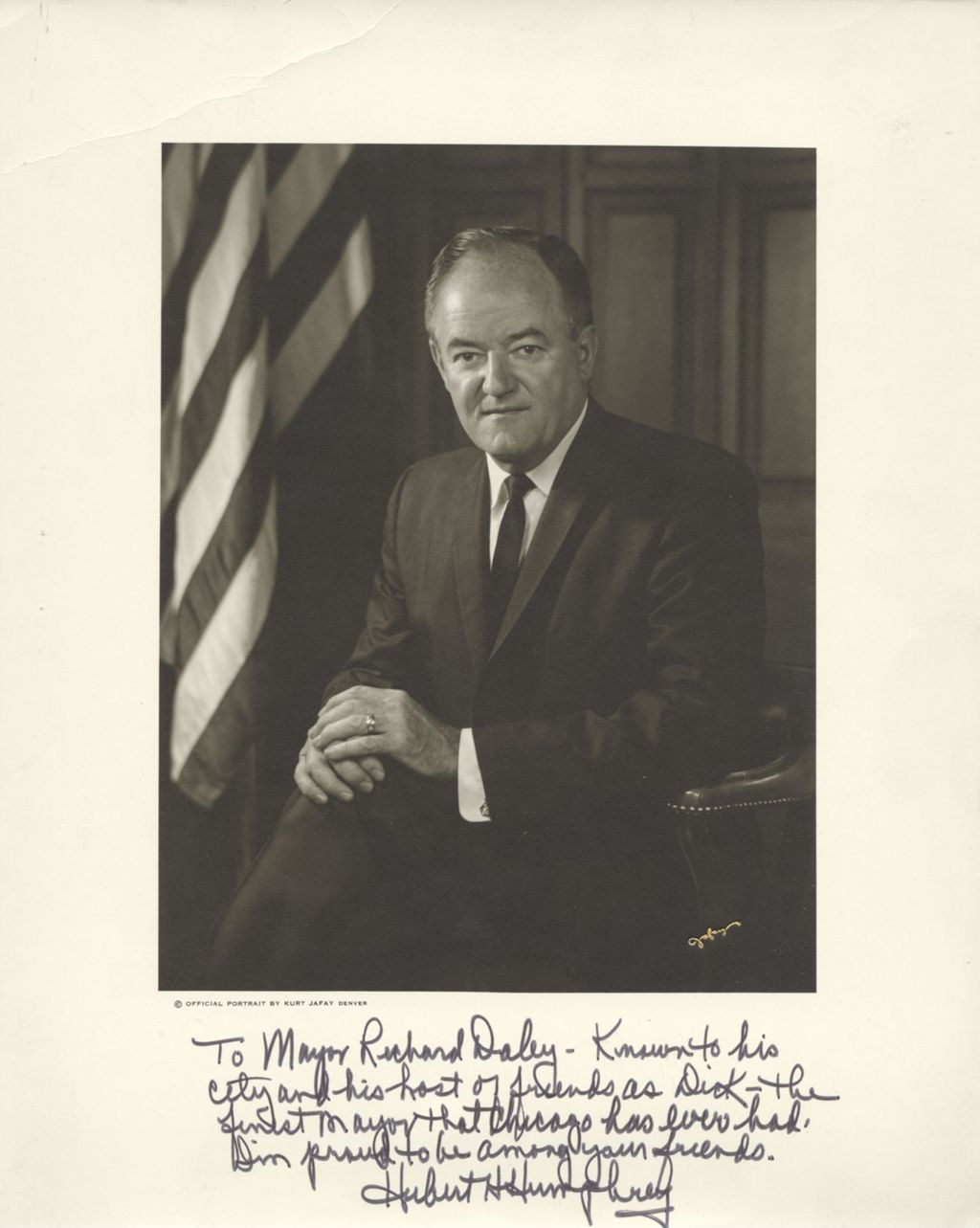 Autographed portrait of Hubert Humphrey