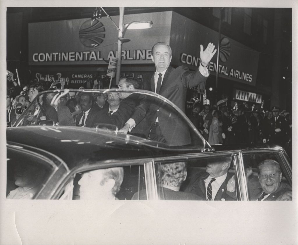 Miniature of Hubert Humphrey waving to a crowd