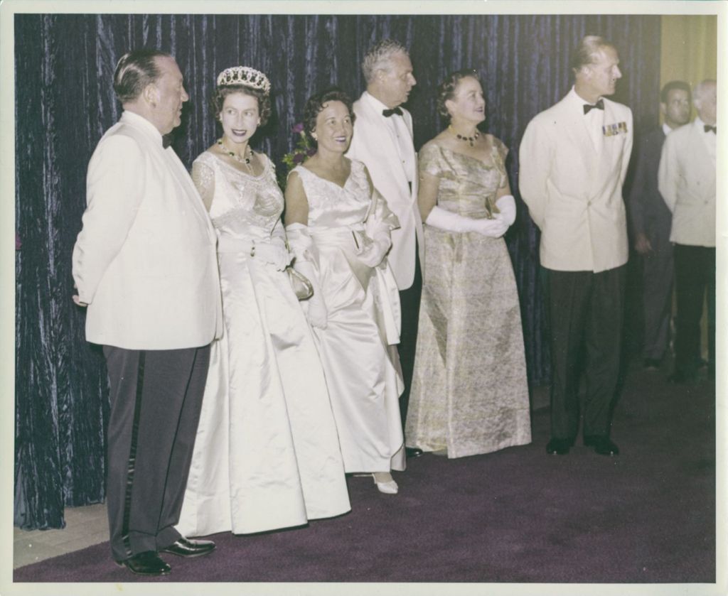 Miniature of Richard J. Daley, Queen Elizabeth II, Eleanor Daley, Prince Philip, and John G. and Olive Diefenbaker