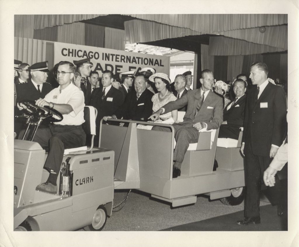 Richard J. Daley, Queen Elizabeth II, and Prince Philip at the Chicago International Trade Fair