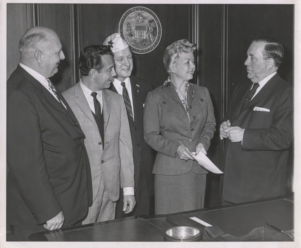 Miniature of Frances Langford and Richard J. Daley with others
