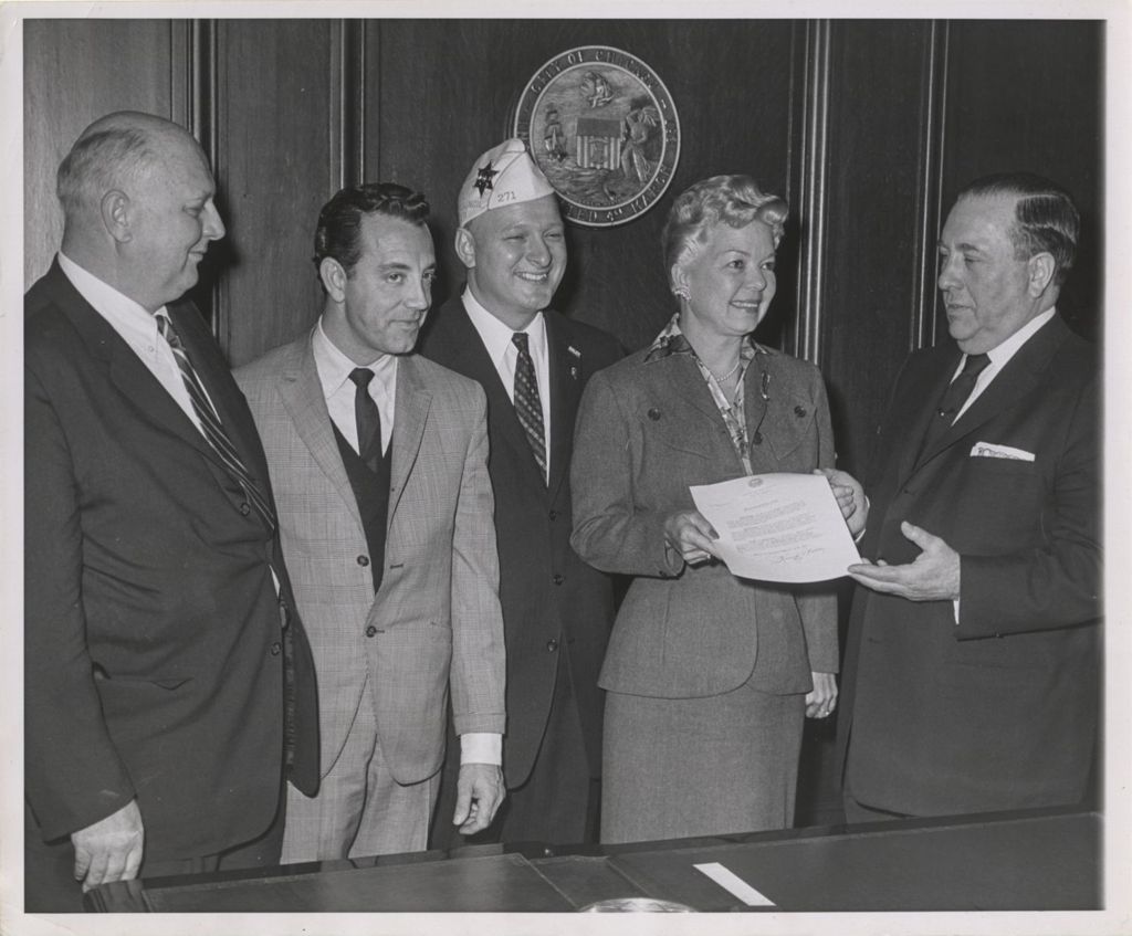 Miniature of Frances Langford and Richard J. Daley with others