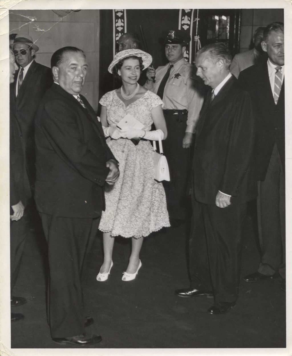 Miniature of Richard J. Daley, Queen Elizabeth II, and William Stratton at a reception