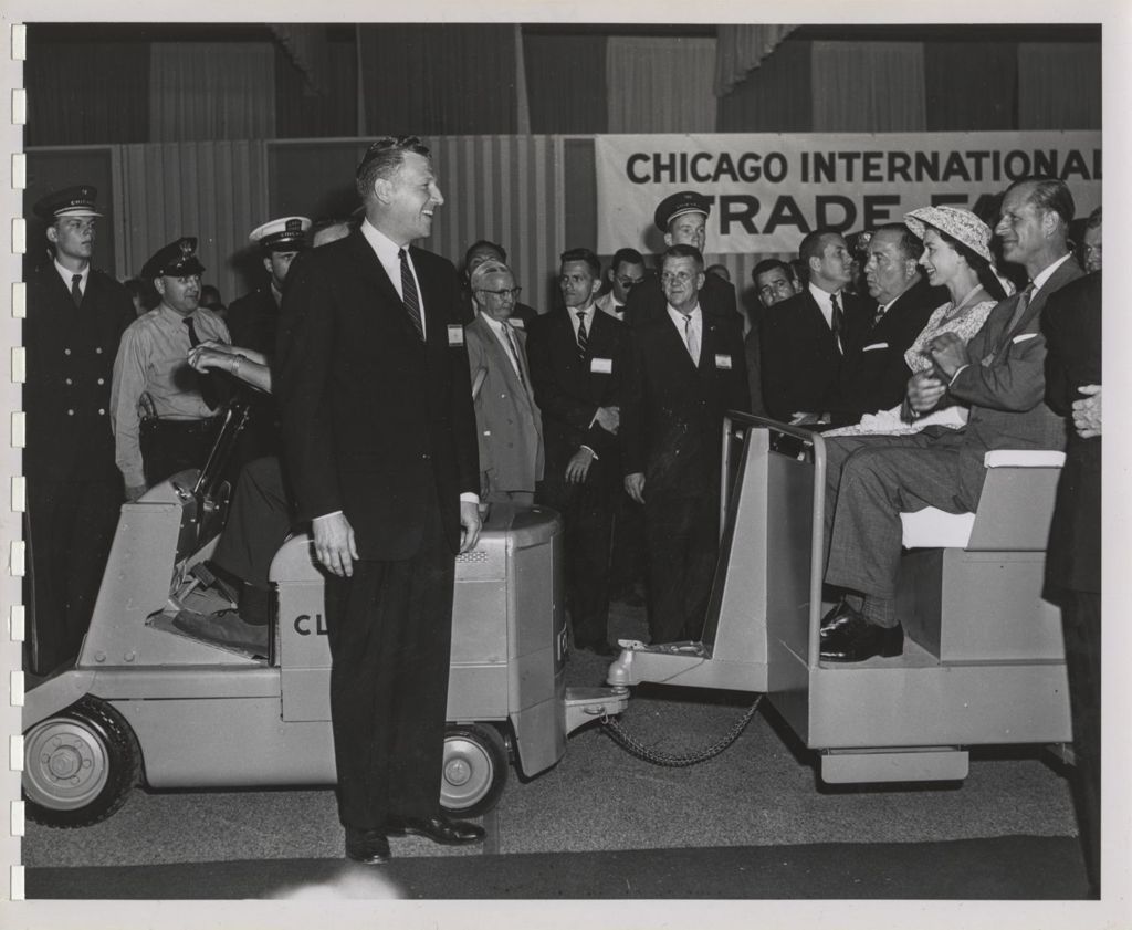 Miniature of Queen Elizabeth II and Prince Philip tour the Chicago International Trade Fair