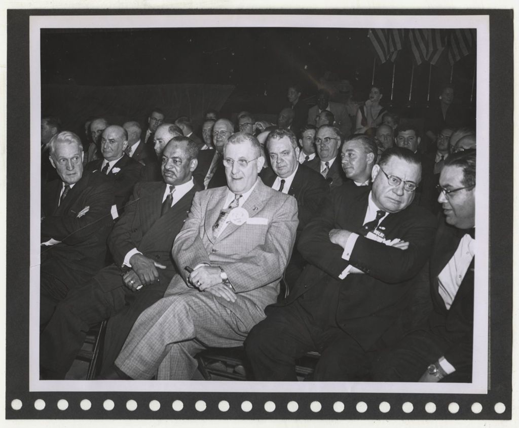 Audience members at rally for Adlai Stevenson