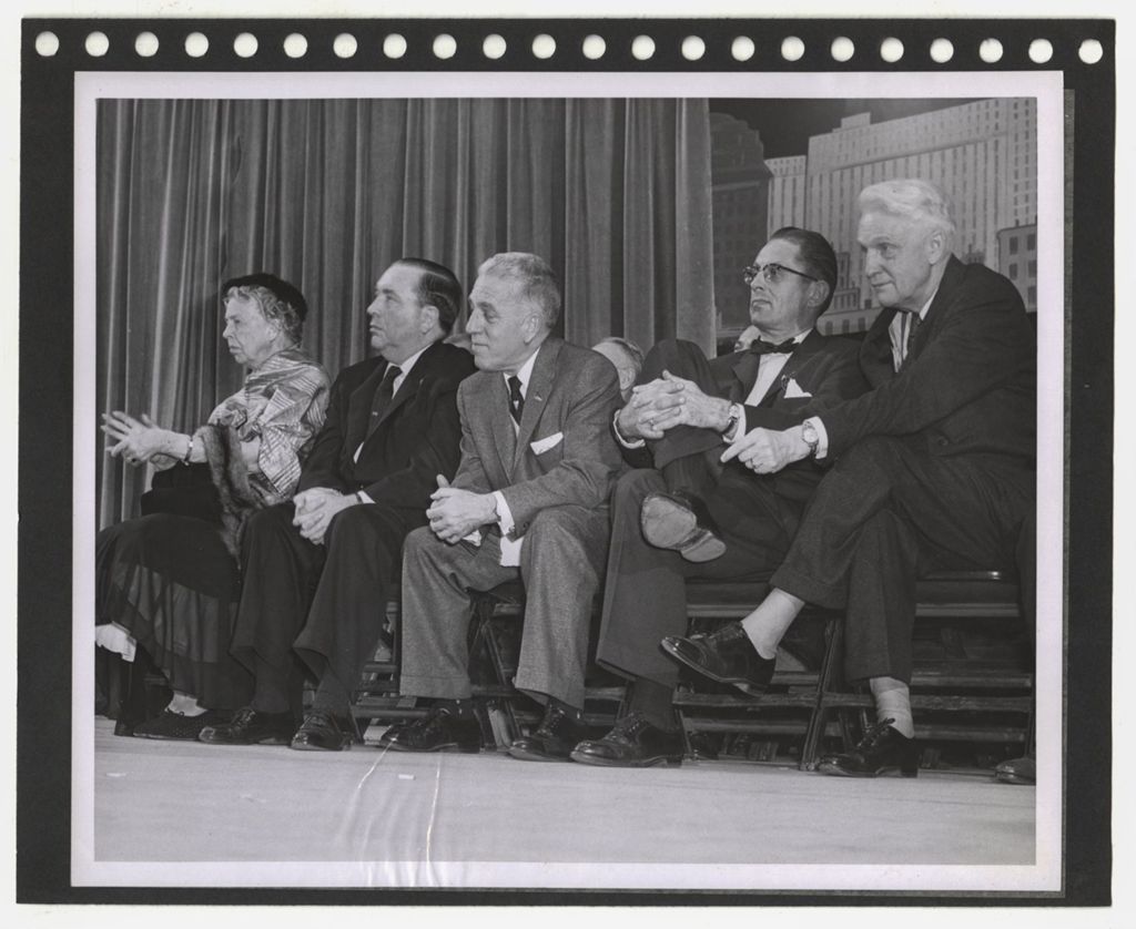 Miniature of Eleanor Roosevelt, Richard J. Daley, and Paul Douglas on dais
